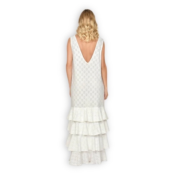 Anthropologie Encantadore White Eyelet Lace Ruffled Shashi Maxi Dress NWT - Picture 4 of 14